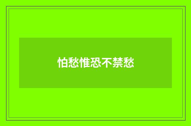 怕愁惟恐不禁愁