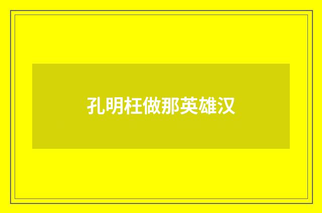 孔明枉做那英雄汉
