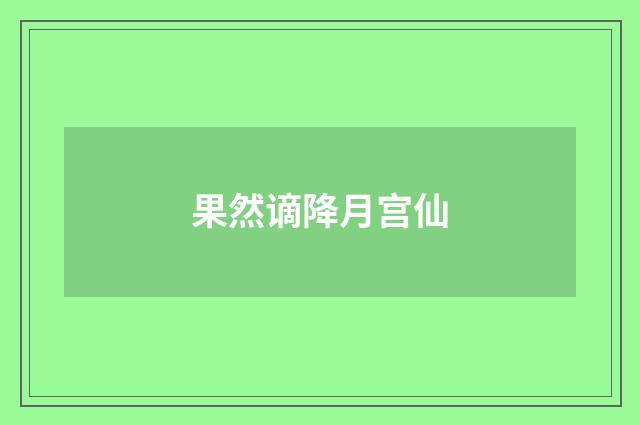 果然谪降月宫仙