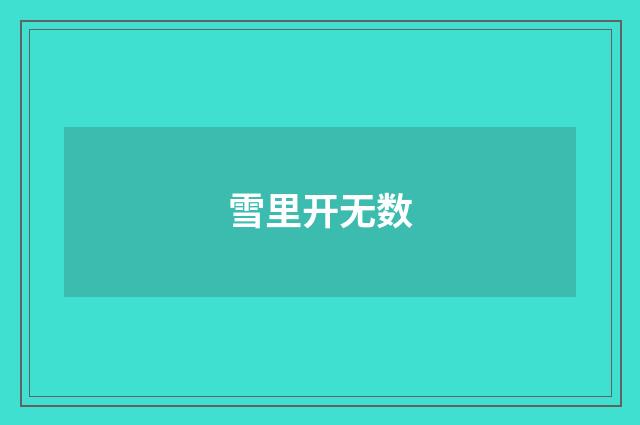 雪里开无数