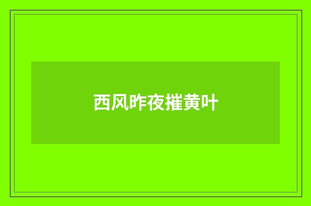 西风昨夜摧黄叶