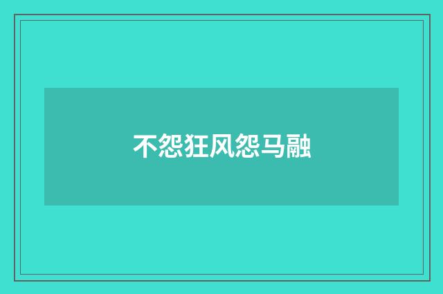 不怨狂风怨马融