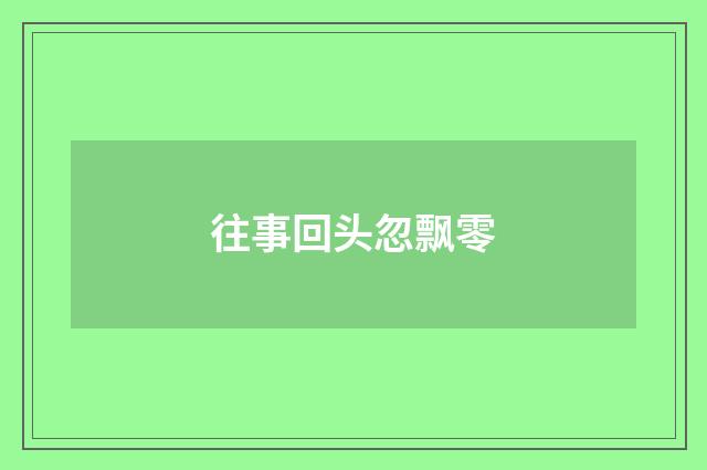 往事回头忽飘零