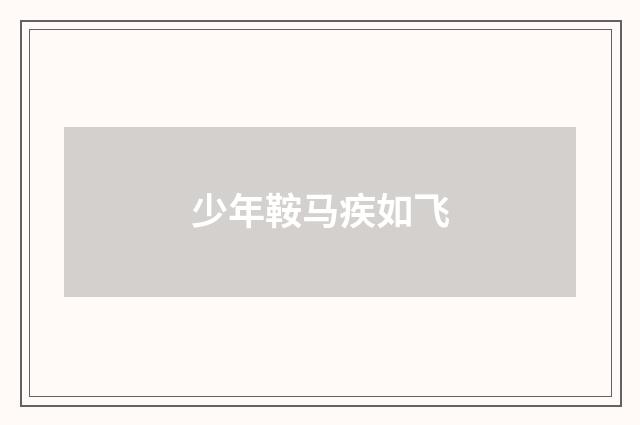 少年鞍马疾如飞