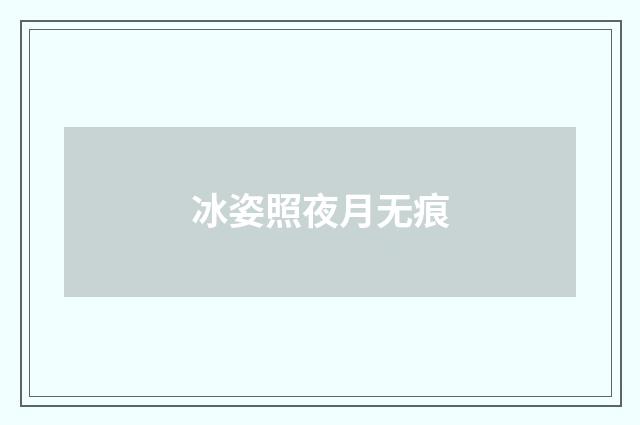 冰姿照夜月无痕