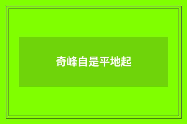 奇峰自是平地起