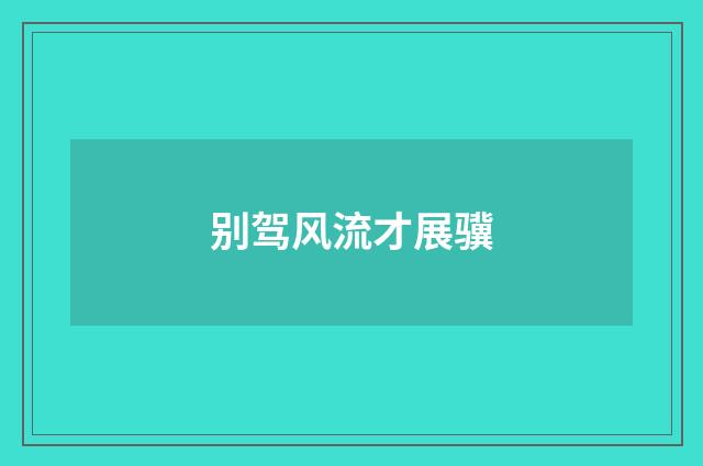 别驾风流才展骥