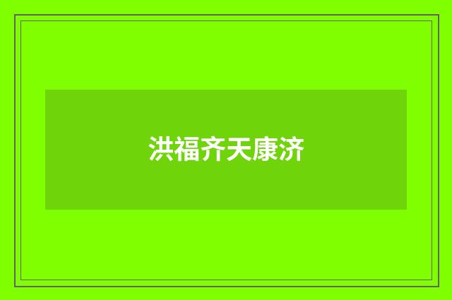 洪福齐天康济