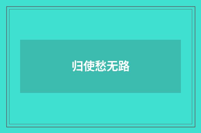 归使愁无路