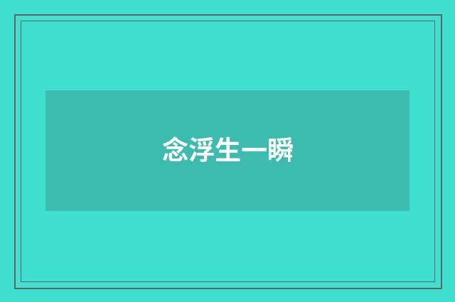 念浮生一瞬