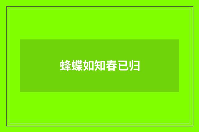 蜂蝶如知春已归