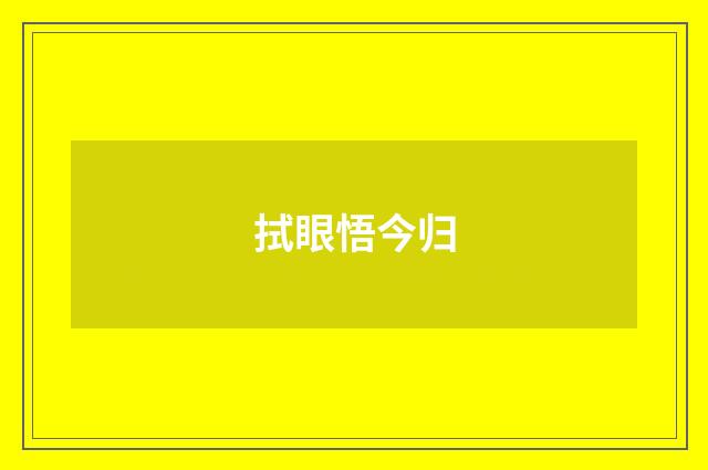 拭眼悟今归