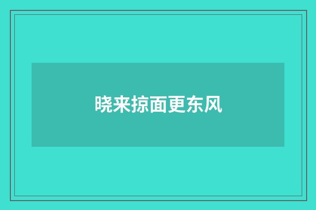 晓来掠面更东风
