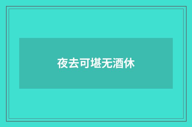 夜去可堪无酒休