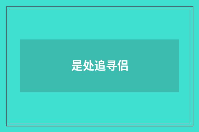 是处追寻侣