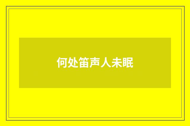 何处笛声人未眠