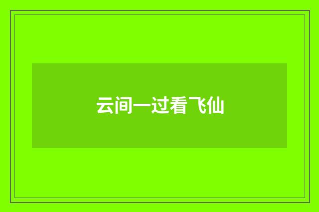 云间一过看飞仙