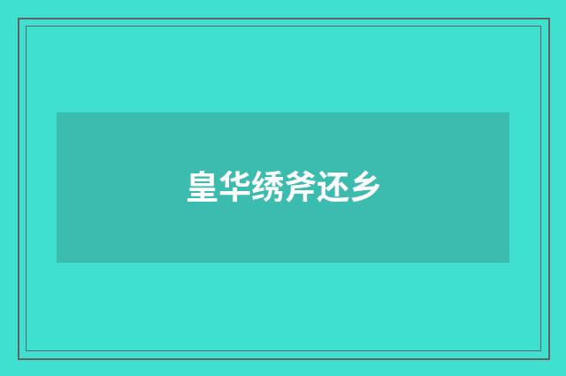 皇华绣斧还乡