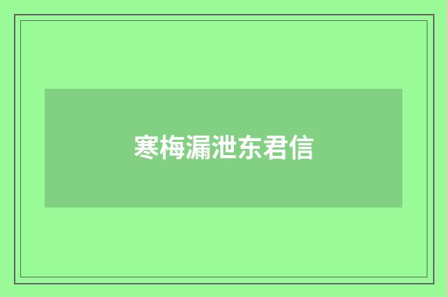 寒梅漏泄东君信