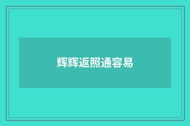 辉辉返照通容易