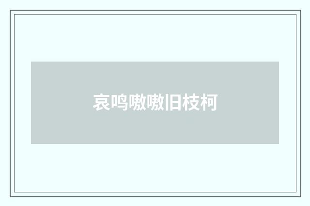哀鸣嗷嗷旧枝柯