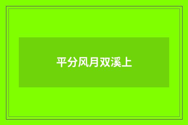 平分风月双溪上