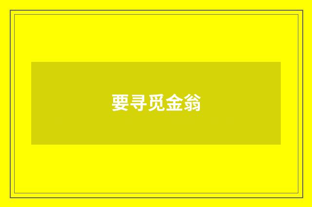 要寻觅金翁