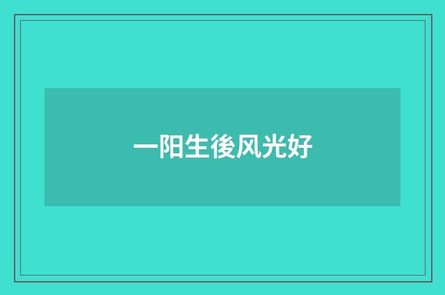 一阳生後风光好