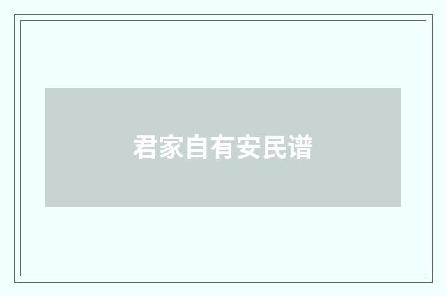君家自有安民谱