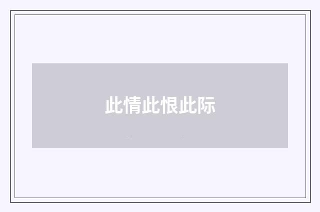 此情此恨此际