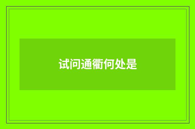 试问通衢何处是