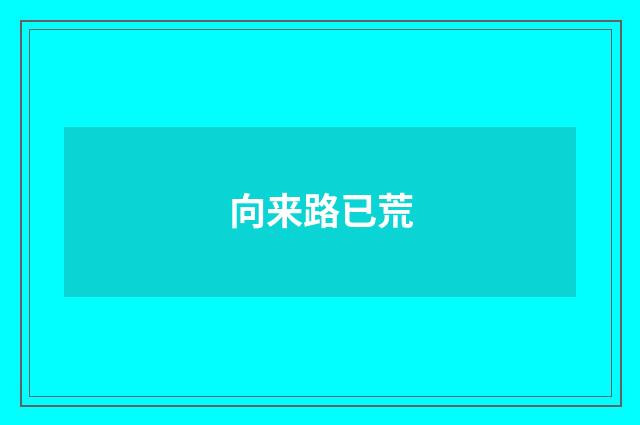 向来路已荒