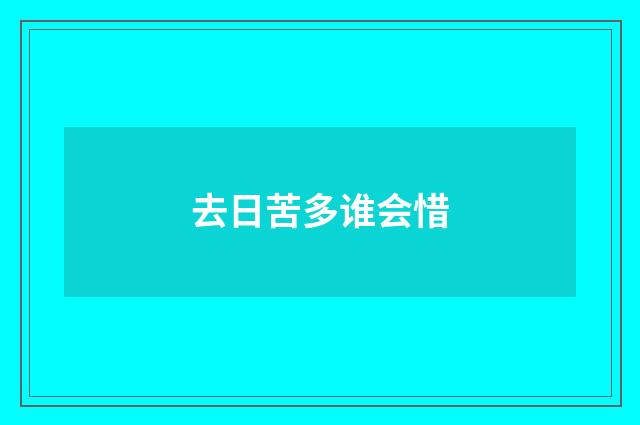 去日苦多谁会惜