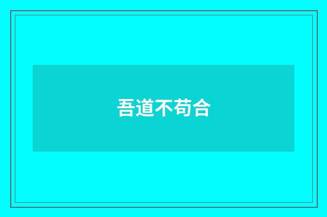 吾道不苟合