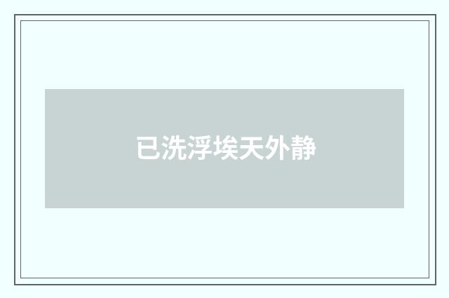 已洗浮埃天外静