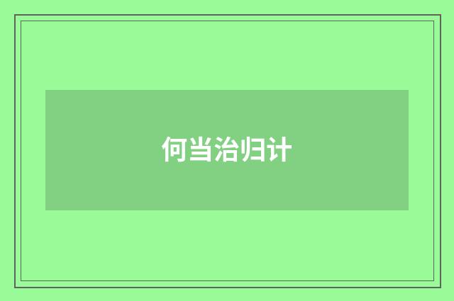 何当治归计