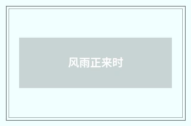 风雨正来时