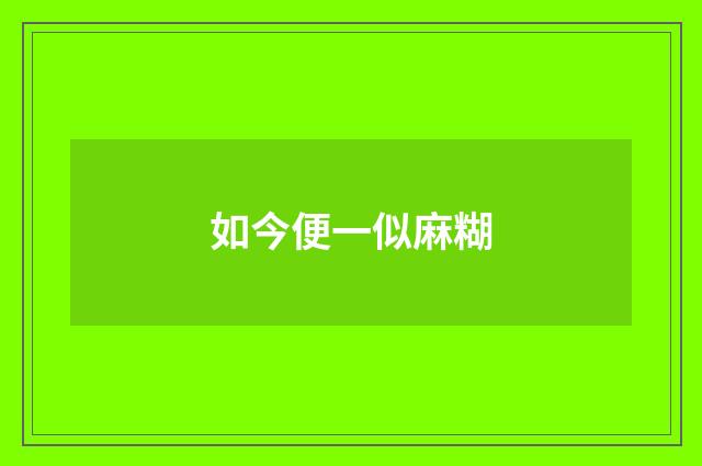 如今便一似麻糊