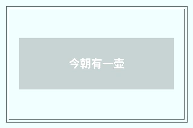 今朝有一壶