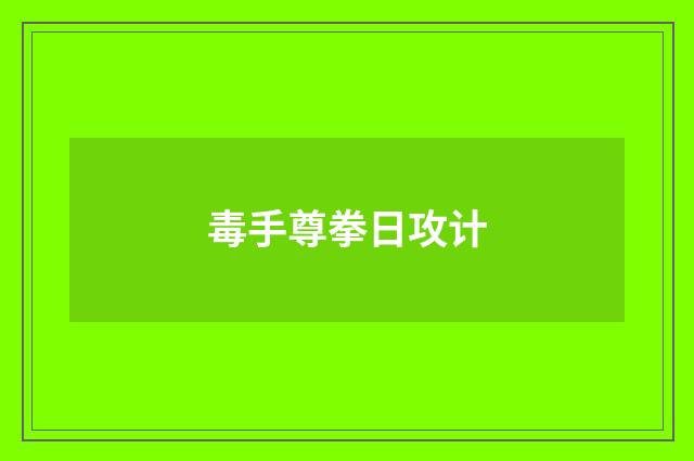 毒手尊拳日攻计