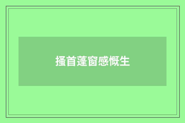 搔首蓬窗感慨生