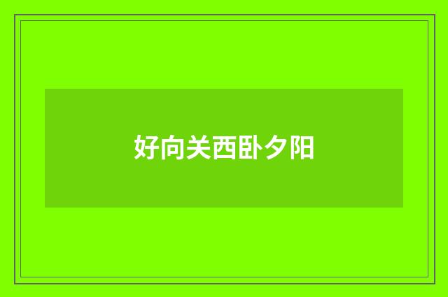 好向关西卧夕阳
