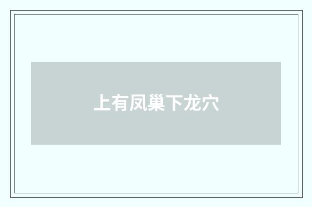 上有凤巢下龙穴