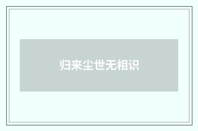 归来尘世无相识