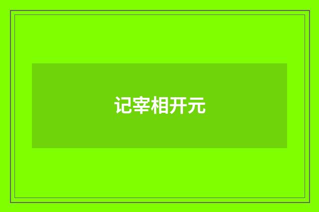 记宰相开元
