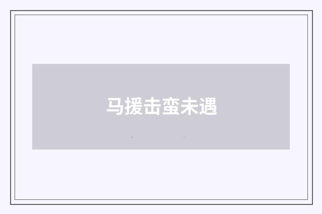 马援击蛮未遇