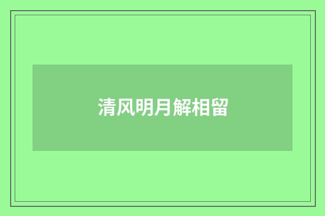 清风明月解相留