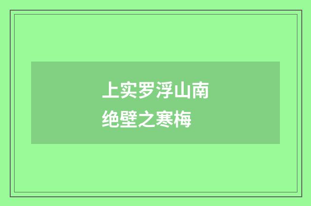 上实罗浮山南绝壁之寒梅