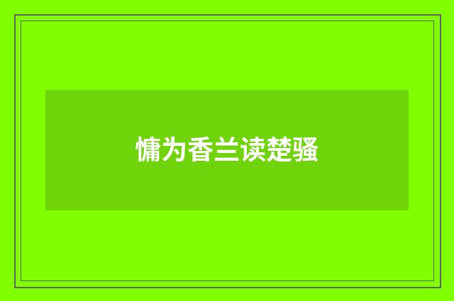 慵为香兰读楚骚