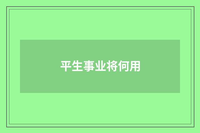 平生事业将何用